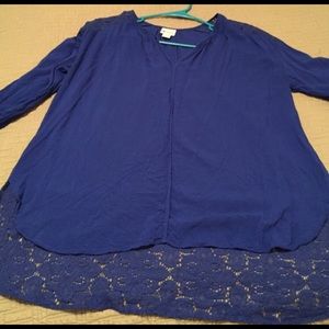 Royal blue tunic top with lace